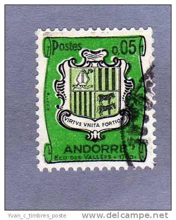 ANDORRE FRANCAIS TIMBRE N° 154 OBLITERE ARMOIRIES DES VALLEES - Used Stamps