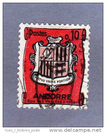 ANDORRE FRANCAIS TIMBRE N° 155 OBLITERE ARMOIRIES DES VALLEES - Used Stamps