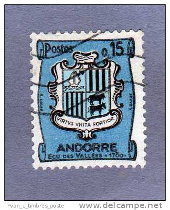 ANDORRE FRANCAIS TIMBRE N° 156 OBLITERE ARMOIRIES DES VALLEES - Gebraucht