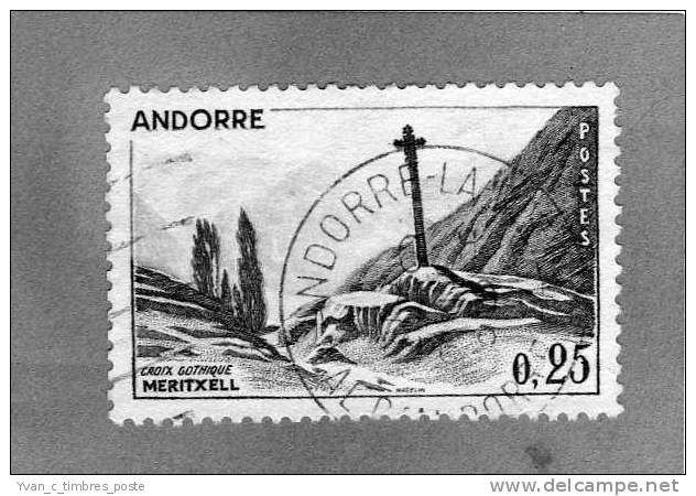 ANDORRE FRANCAIS TIMBRE N° 158 OBLITERE PAYSAGES LA CROIX GOTHIQUE DE MERITXELL - Usados