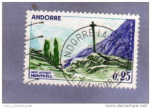 ANDORRE FRANCAIS TIMBRE N° 158 OBLITERE PAYSAGES LA CROIX GOTHIQUE DE MERITXELL - Used Stamps