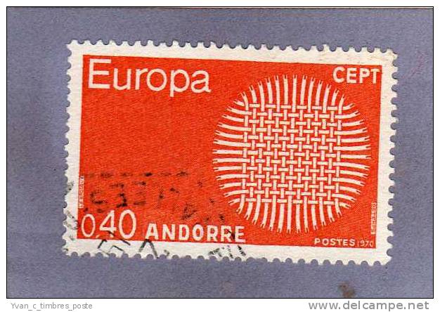 ANDORRE FRANCAIS TIMBRE N° 202 OBLITERE EUROPA 1970 - Oblitérés