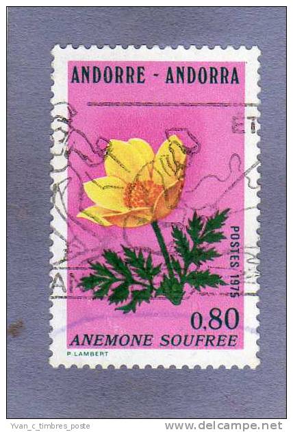 ANDORRE FRANCAIS TIMBRE N° 246 OBLITERE FLEURS DES VALLEES ANEMONE SOUFFREE - Oblitérés