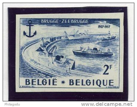 Belgique 1957 Non Dentelé YV. 1019* *  Port De Zeebrugge  Tirage  210 Ex    RARE - Schiffahrt