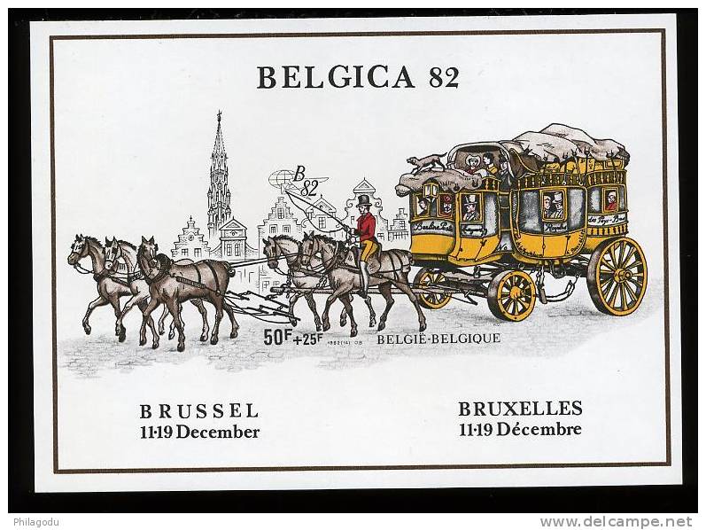 Imperforated  Stamp Exhibition Belgica 82, Block  59 (1000 Ex) - Diligences