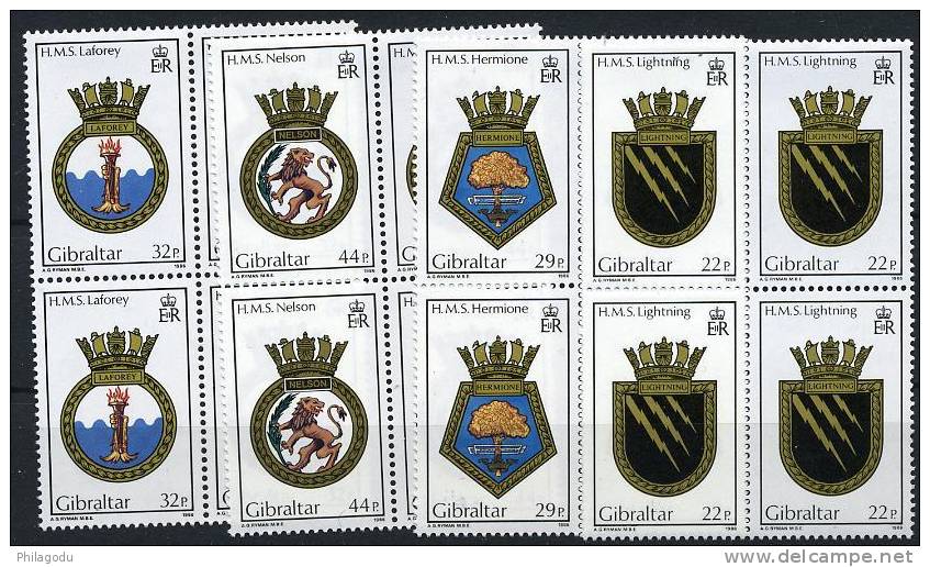 Gibraltar 1988, Armoiries De La Royal Navy, 4x 559 / 562**   Cote 52 € - Francobolli