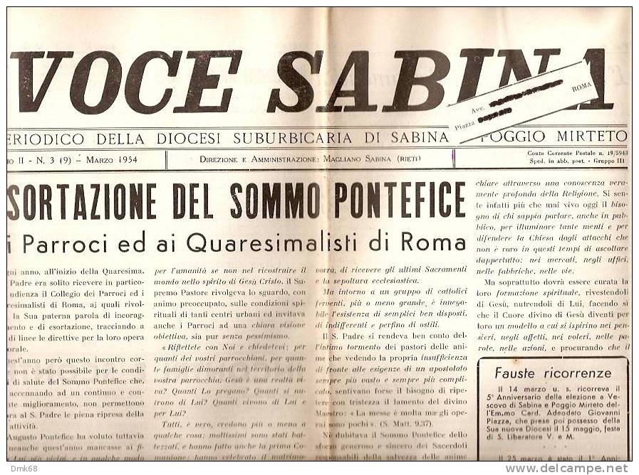 MAGLIANO SABINA - VOCE SABINA - PERIODICO 1954 - Riviste & Cataloghi