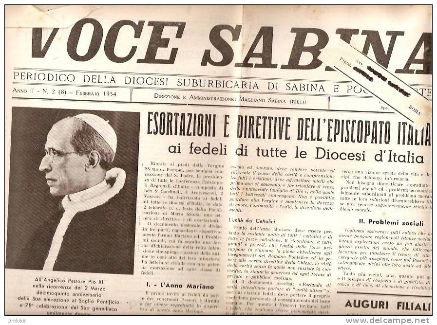 MAGLIANO SABINA - VOCE SABINA - PERIODICO 1954 - Revistas & Catálogos