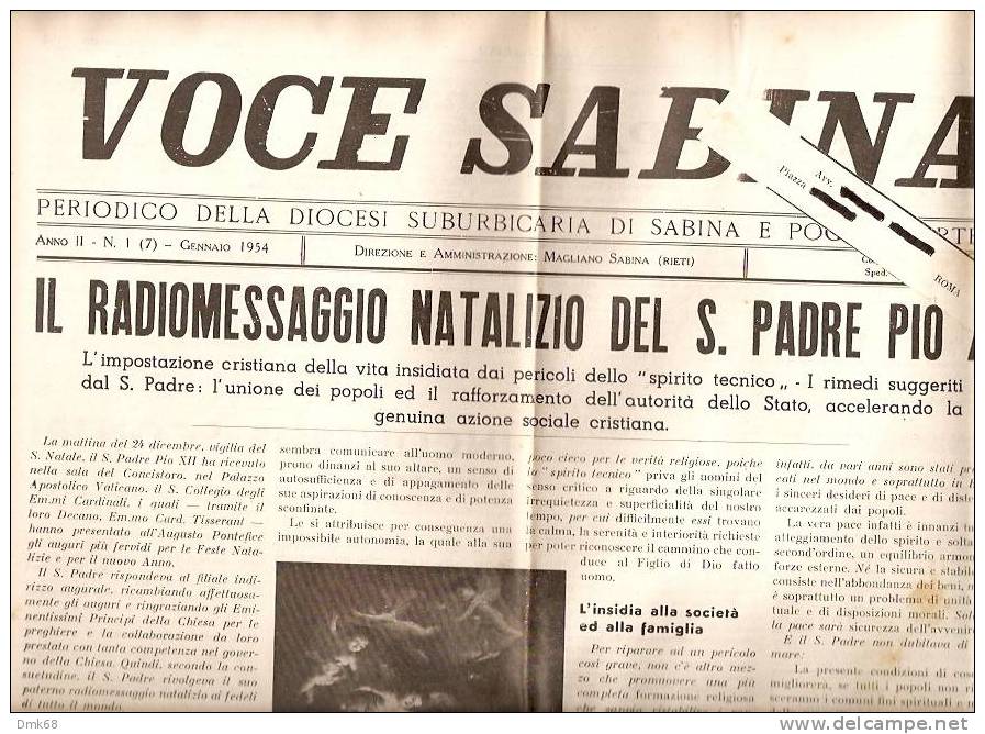 MAGLIANO SABINA - VOCE SABINA - PERIODICO 1954 - Tijdschriften & Catalogi