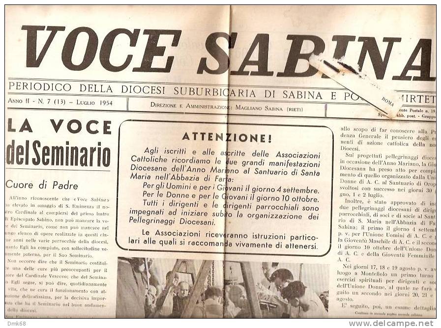 MAGLIANO SABINA - VOCE SABINA - PERIODICO 1954 - Revistas & Catálogos