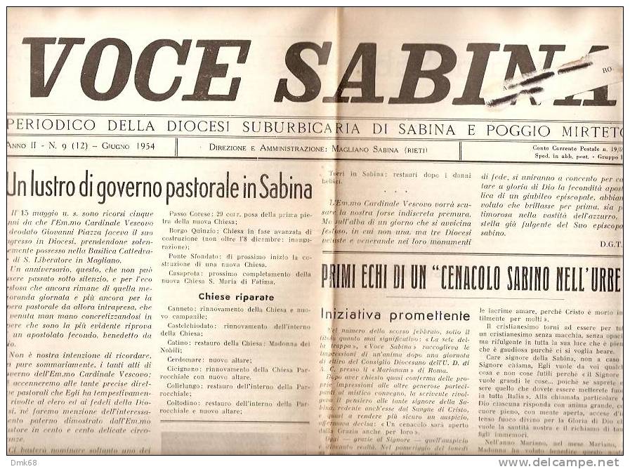 MAGLIANO SABINA - VOCE SABINA - PERIODICO 1954 - Magazines & Catalogs