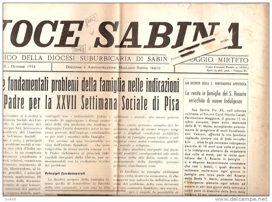 MAGLIANO SABINA - VOCE SABINA - PERIODICO 1954 - Magazines & Catalogs