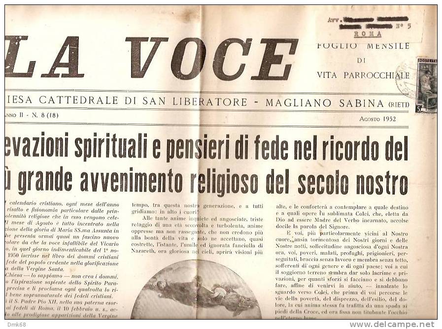 MAGLIANO SABINA - VOCE SABINA - PERIODICO 1952 - Riviste & Cataloghi