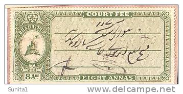 Bharatpur, Fiscal, Court Fee Stamp, Fort, Flag, India, - Other & Unclassified