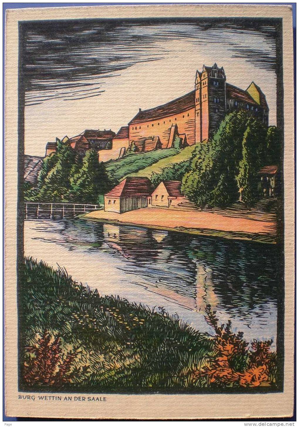 Wettin,Burg Wettin An Der Saale,Litho,Steindruck,1920-1930,Künstlerkarte,Carl Warnecke, - Wettin