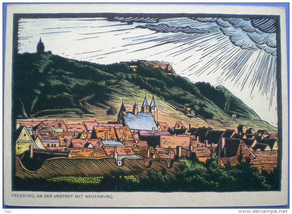 Freyburg,Freyburg An Der Unstrut Mit Neuenburg,Litho,Steindruck,1920-1930,Künstlerkarte,Carl Warnecke, - Freyburg A. D. Unstrut