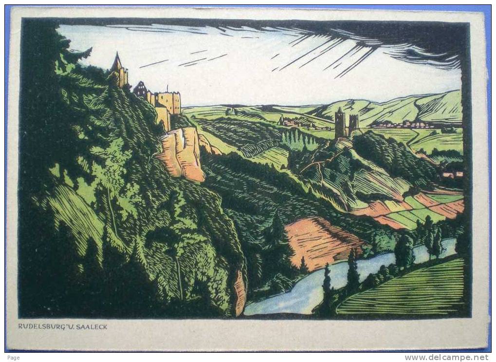 Rudelsburg Und Saaleck,Burgenlandkreis,Litho,Steindruck,1920-1930,Künstlerkarte,Carl Warnecke, - Bad Kösen