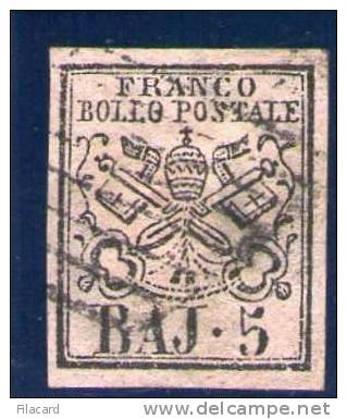 Italia Italy Italien Italie Regno Antichi Stati  Stato Pontificio 1852 Stemma Pontificio 5 Bai  Used - Papal States