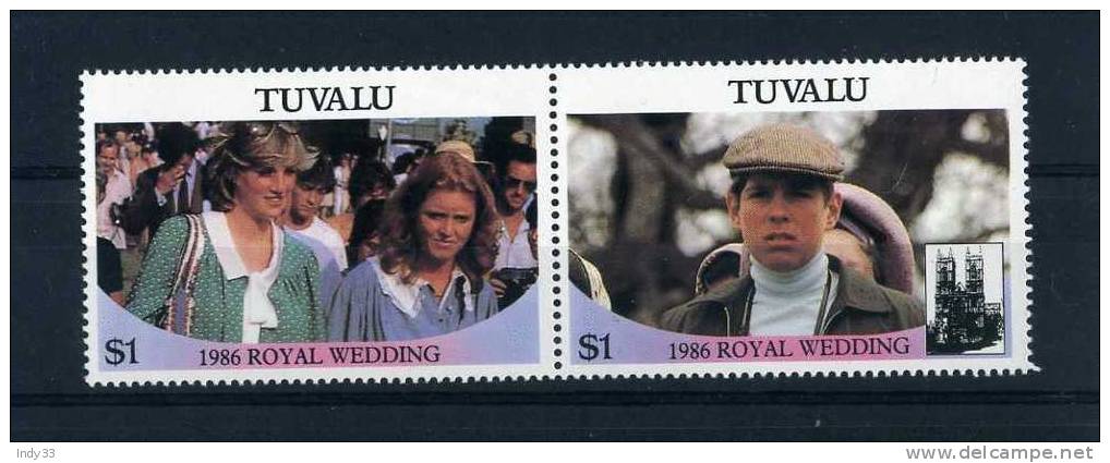 - TUVALU .  SE TENANT MARIAGE ROYAL ROYAL 1986 - Tuvalu (fr. Elliceinseln)