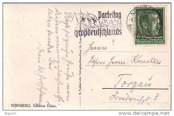 DR Karte EF Minr.672 SST Nürnberg 8.9.38 Parteitag Großdeutschlands - Briefe U. Dokumente