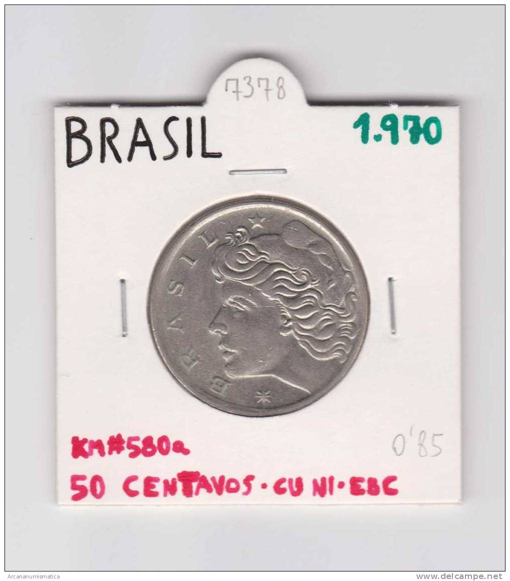 BRASIL  50 CENTAVOS  1.970  CU-NI   KM#580a     EBC/XF    DL-7378 - Brésil