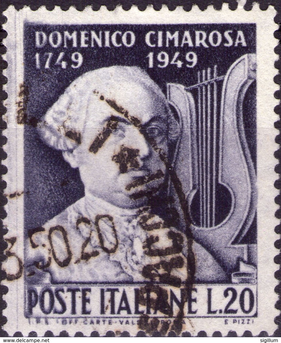 VARIETA 1949 - CIMAROSA - FASCIA VERTICALE DI COLORE SUL BORDO SINISTRO + SCRITTE INFERIORI CONFUSE E COLORI SBAFFATI - Varietà E Curiosità