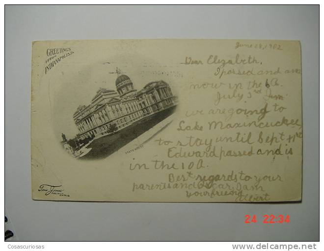 6577  UNITED STATES USA  INDIANAPOLIS  STATE HOUSE YEARS  1900  OTHERS IN MY STORE - Sonstige & Ohne Zuordnung