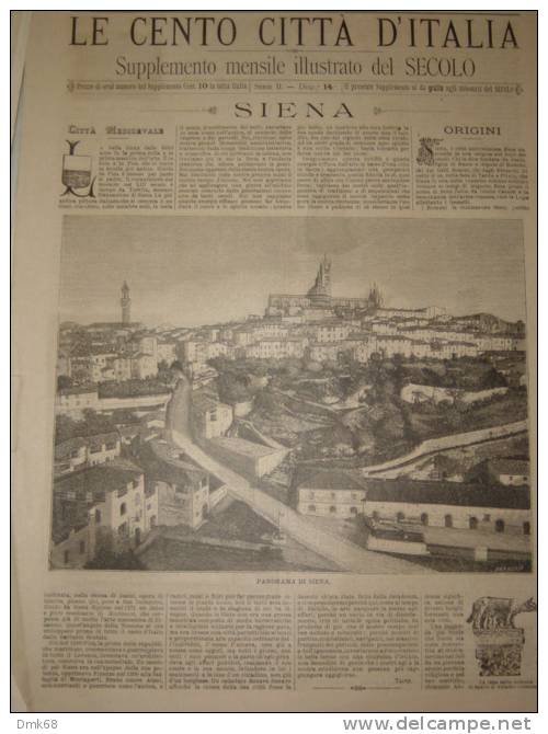 SIENA - LE CENTO CITTA' D'ITALIA - ANNO 1888 - Tijdschriften & Catalogi