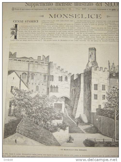 MONSELICE - LE CENTO CITTA' D'ITALIA - ANNO 1895 - Zeitschriften & Kataloge