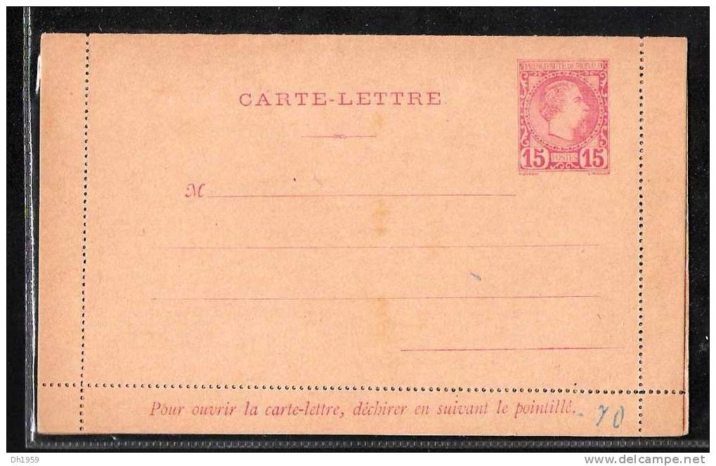 CARTE - LETTRE MONACO PRINCE CHARLES III 1886 - Entiers Postaux