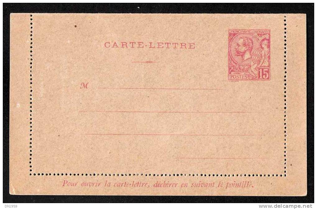 CARTE - LETTRE MONACO PRINCE ALBERT 1er 1891 - 1922 - Entiers Postaux