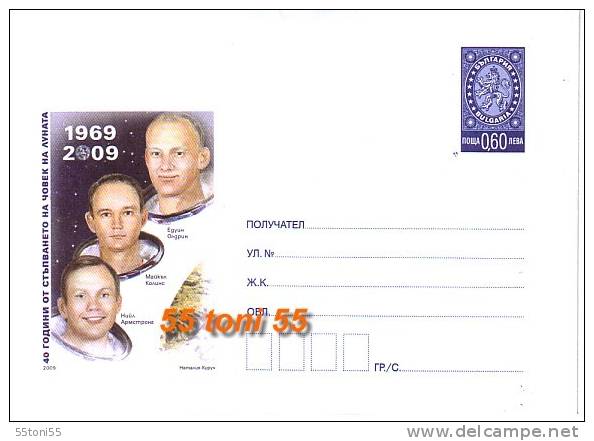 2009, 40th Ann. Of The First Spaceman Landing On The Moon  Postal Stationery Bulgarie / Bulgaria - Europe