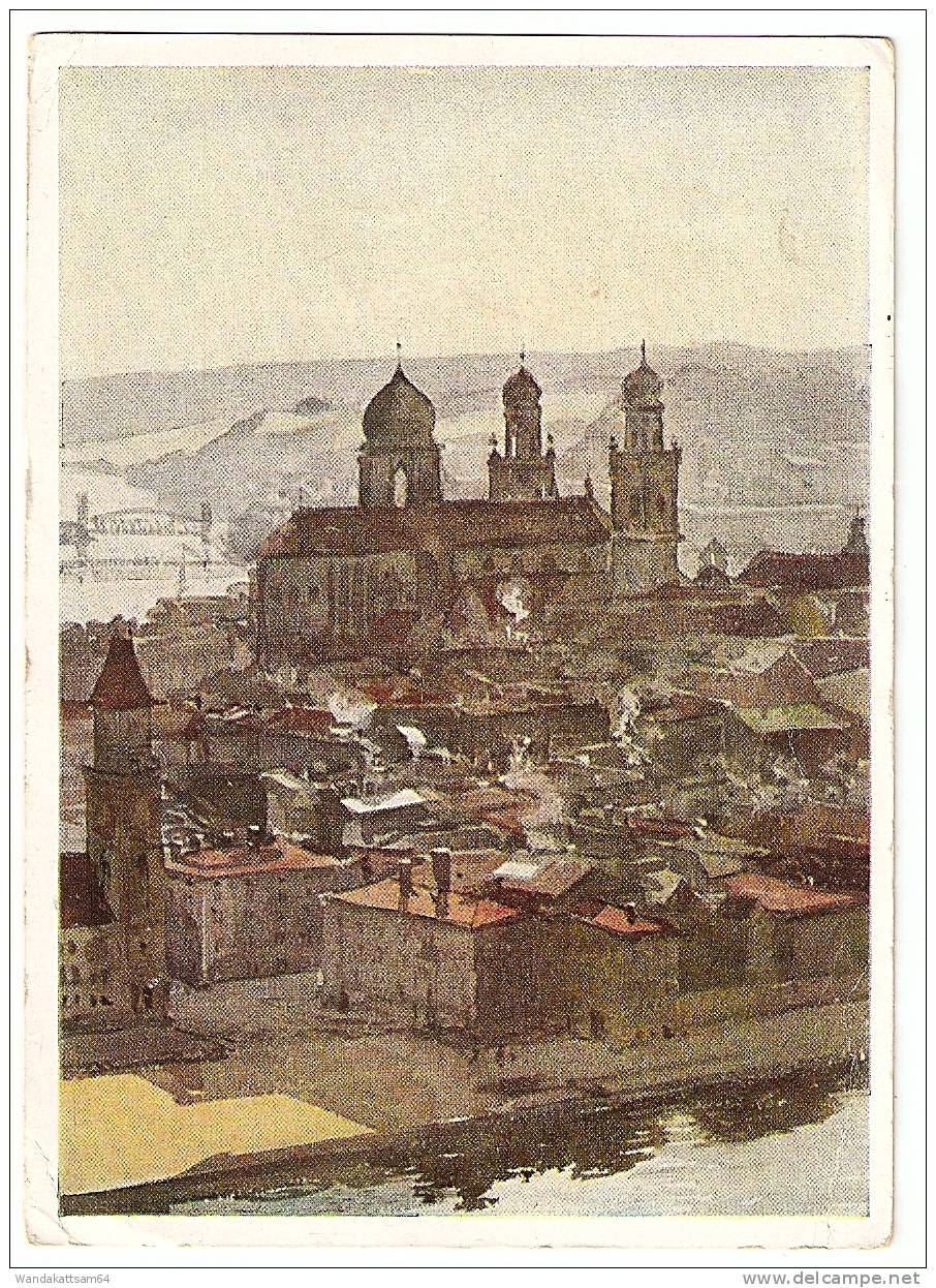 AK 0024 Passau, Die Nibelungenstadt An Den Drei Flüssen Altstadtmitte Originalaquarell 04.9.44 -9 PASSAU 2 C Nach Wien - Passau