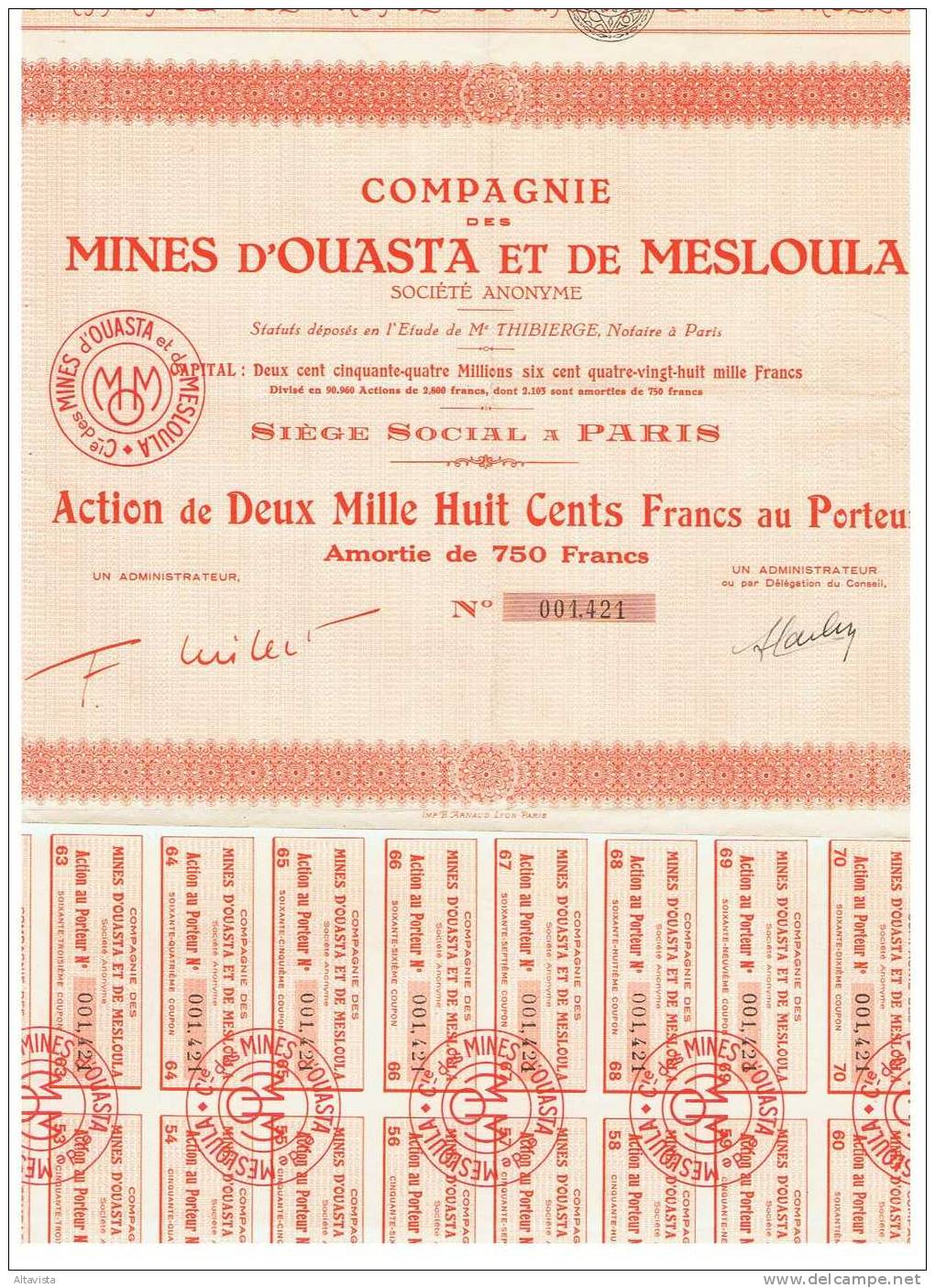 Cie Des Mines D'Ouasta Et De Mesloula (Agérie) - Afrique