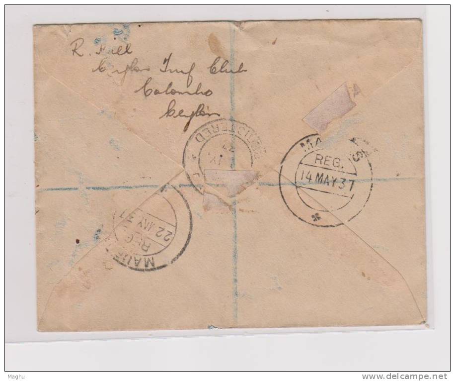 Sri Lanka- Ceylon, Registered Coronation Cover, Postal Stationery, FDC, To Burma, As Scan - Ceylon (...-1947)