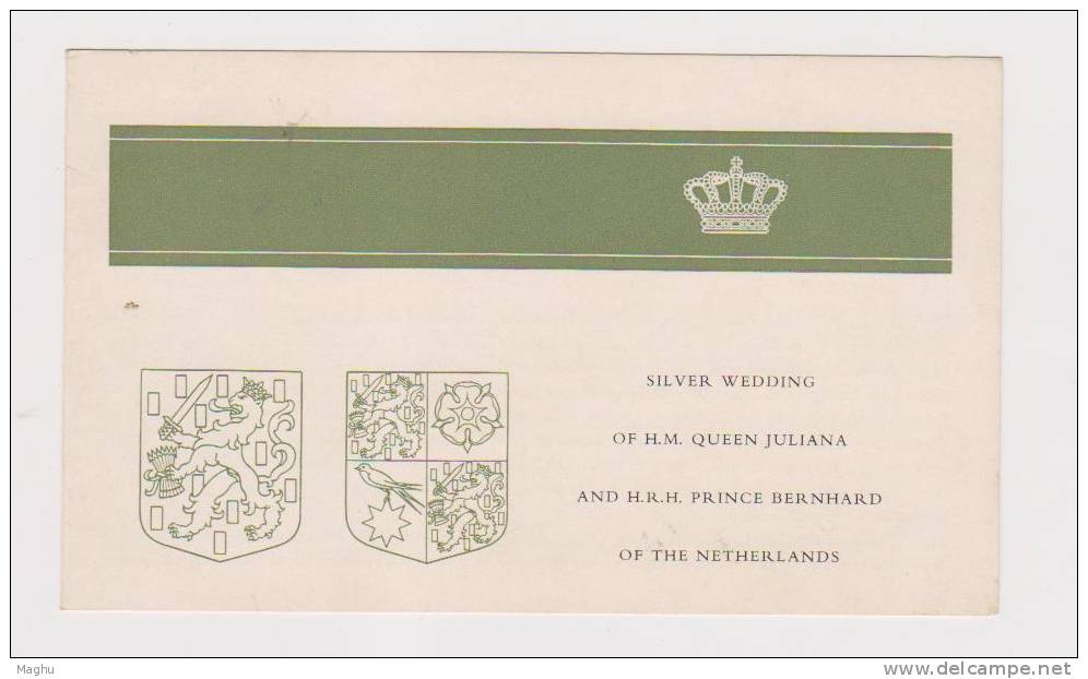 Netherland--Silver Wedding, Information Sheet ( Without Stamp ), Coat Of Arms, Royal, Crowm, Lion, Bird, - Otros & Sin Clasificación