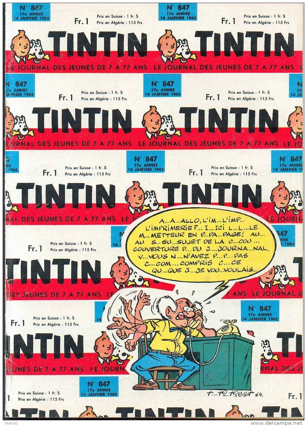 LE JOURNAL TINTIN  N° 847  DE 1965 - Tintin