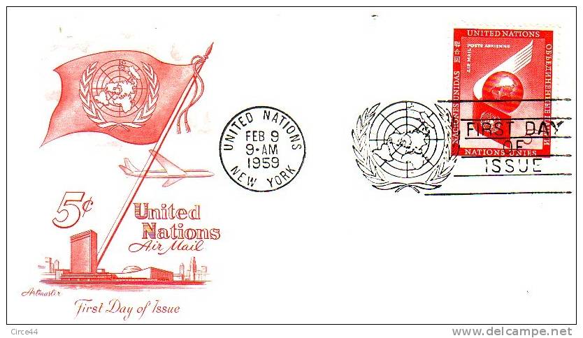 FDC.NATIONS UNIES.POSTE AERIENNE.CACHET NEW YORK. - 1951-1960