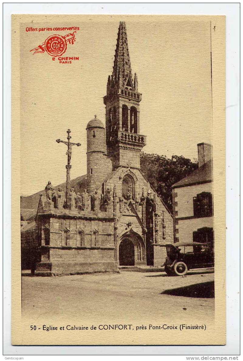 Q5 - église Et Calvaire De CONFORT Près Pont-Croix - Vieille Automobile - Confort-Meilars