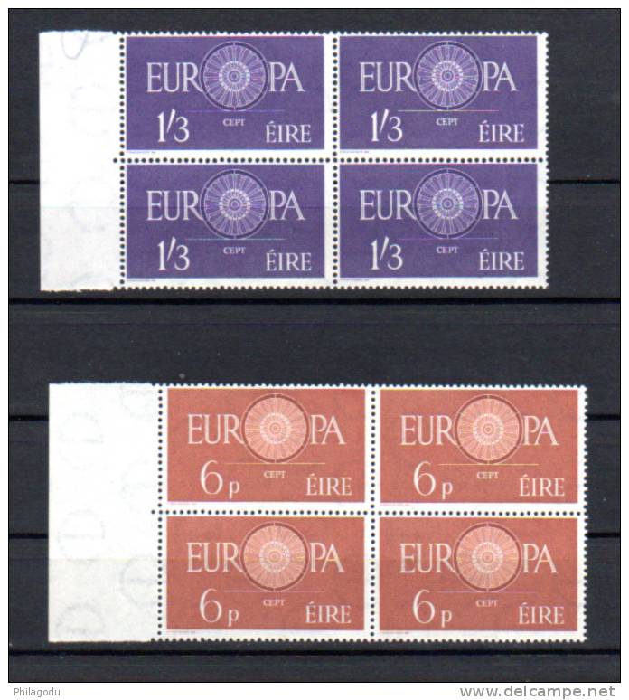 EIRE 1960, Europa, Yv. 146 / 147**, Blocs De 4, Cote Gibbons 360 € - 1960