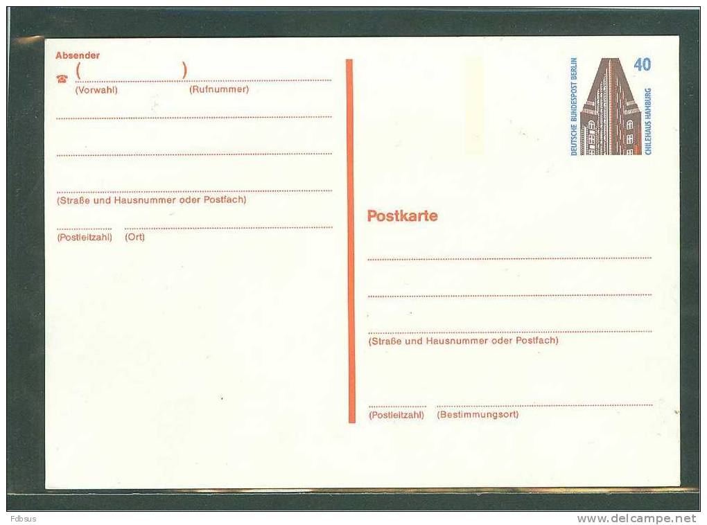 POSTKARTE CHILEHAUS HAMBURG ONGELOPEN - Postcards - Mint