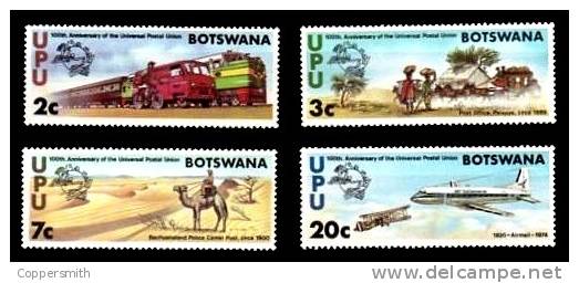 (032) Botswana  1974  UPU / Plane / Avions / Trains / Animals / Camels ** / Mnh  Michel 110-13 - Botswana (1966-...)