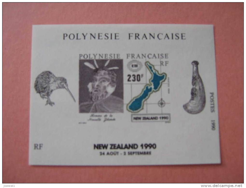 POLYNESIE   BF No 17 * *   Nouvelle Zelande 1990  Oiseau/ Personnage - Blocks & Kleinbögen