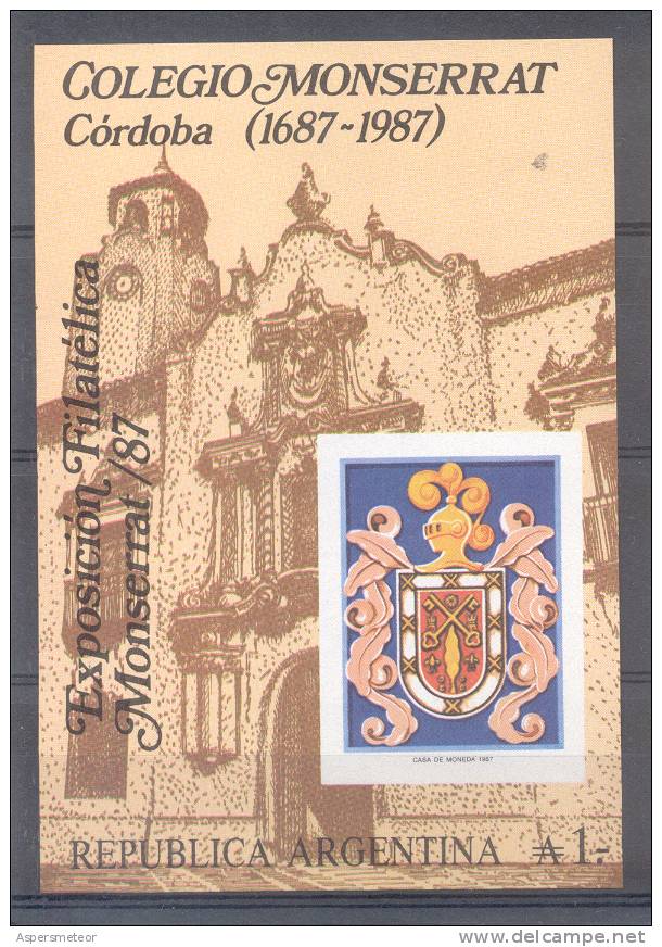 300 AÑOS DEL COLEGIO MONSERRAT DE CORDOBA SIN DENTAR REPUBLICA ARGENTINA TBE MNH ESCUELAS EDUCACION - Blocks & Sheetlets