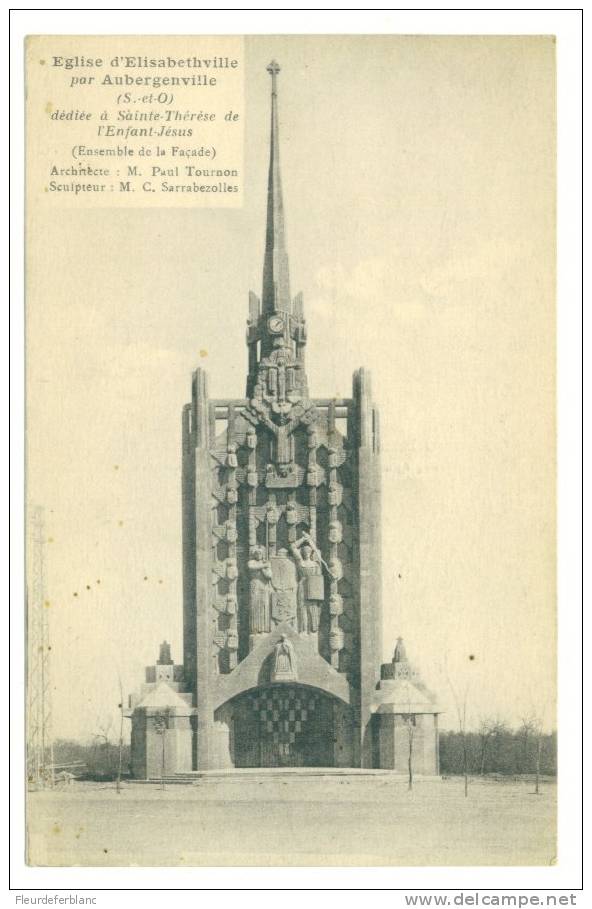 ELISABETHVILLE Par AUBERGENVILLE  (78) - CPA - Eglise  - Arch. Paul TOURNON Et Sculp. M.C. SARRABEZOLLES - Aubergenville