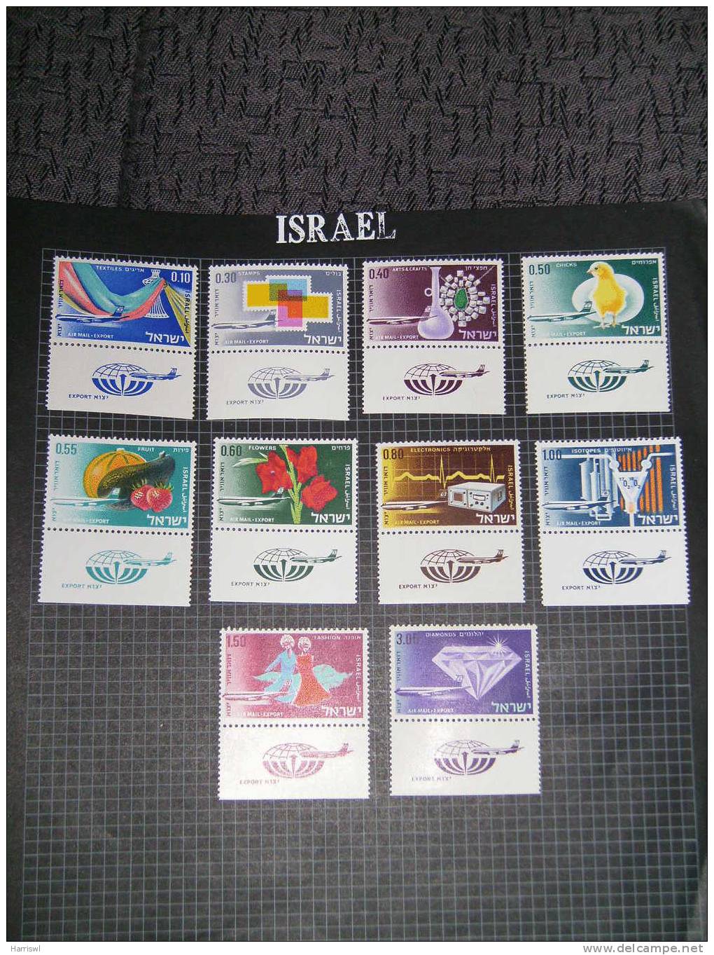 ISRAEL 1968  AIRMAIL MINT TAB  STAMP SET - Nuevos (con Tab)