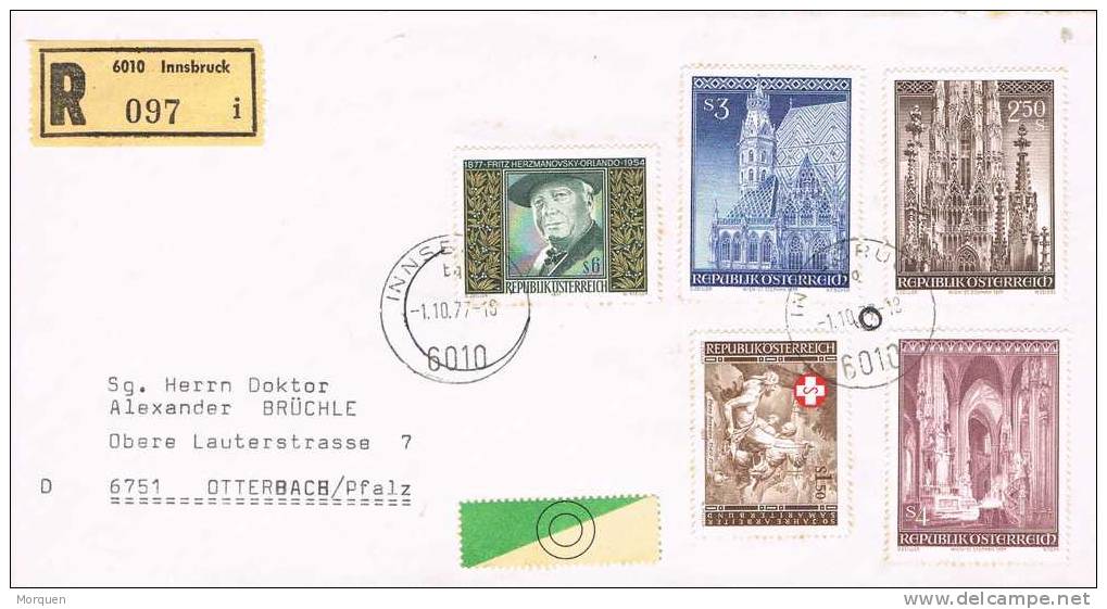 Carta Certificada INNSBRUCK (Austria) 1977 A Alemania - Lettres & Documents