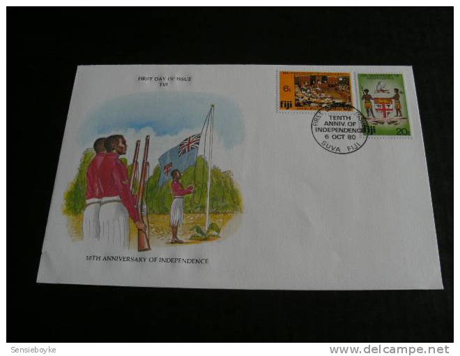 1056-  First Day Cover From Around The World Fiji  6-10-80  - 10th. Anniv. Of Independence - Fiji (1970-...)