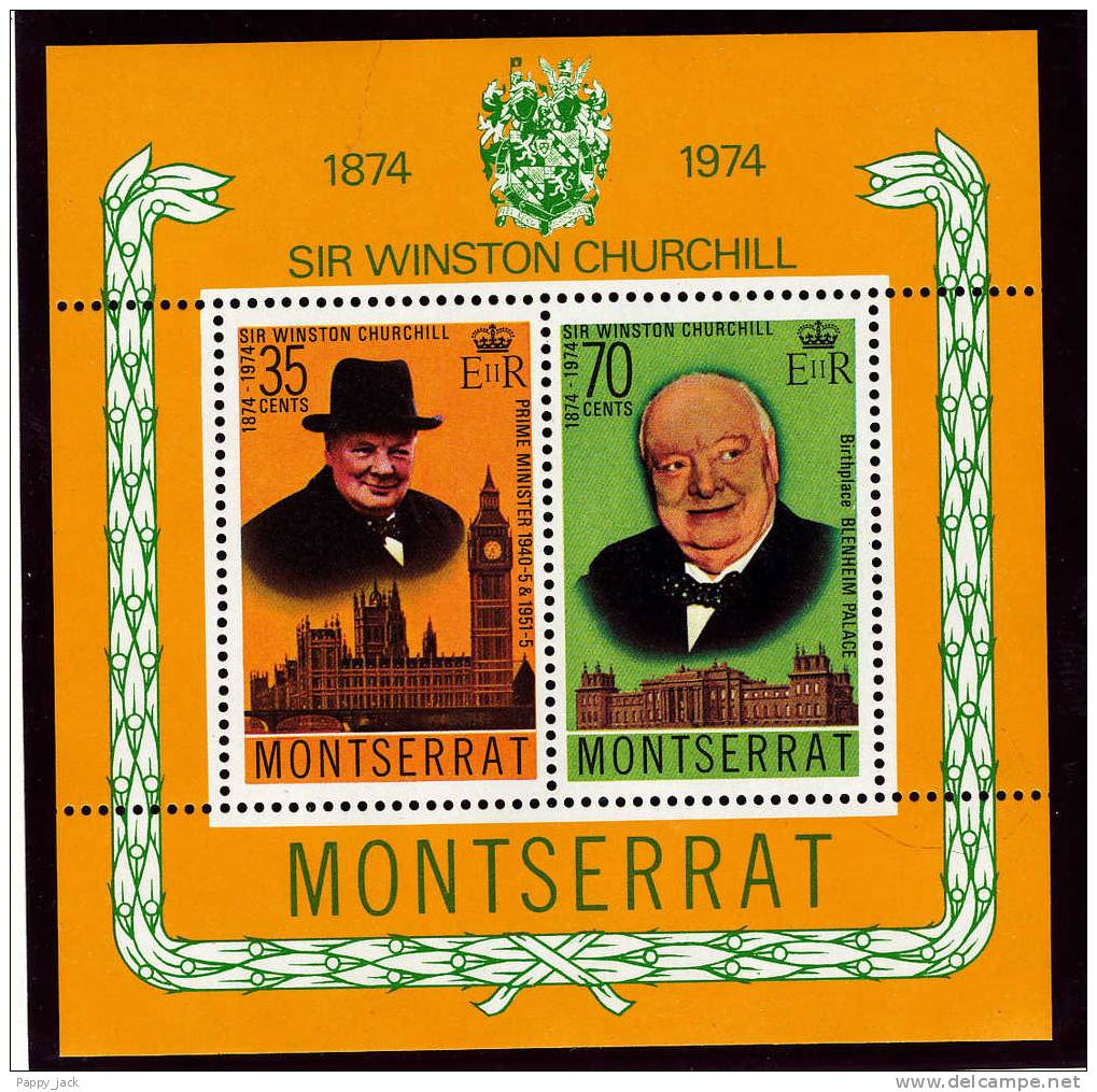 MONTSERRAT 1974 CHURHILL Centenary Of  , M/Sheet PERF MNH - Sir Winston Churchill