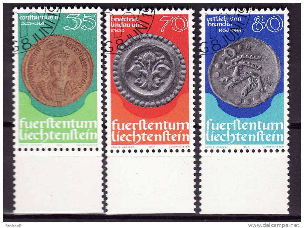 LIECHTENSTEIN.N°614/616.MONNAIES. Oblitéré - Used Stamps